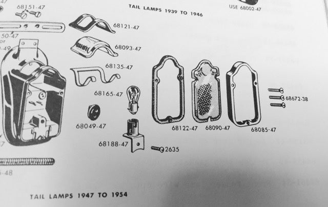Harley Tombstone Tail Lamp Door Screws OEM# 68672-38, 11375-38 1947-54 Cad 