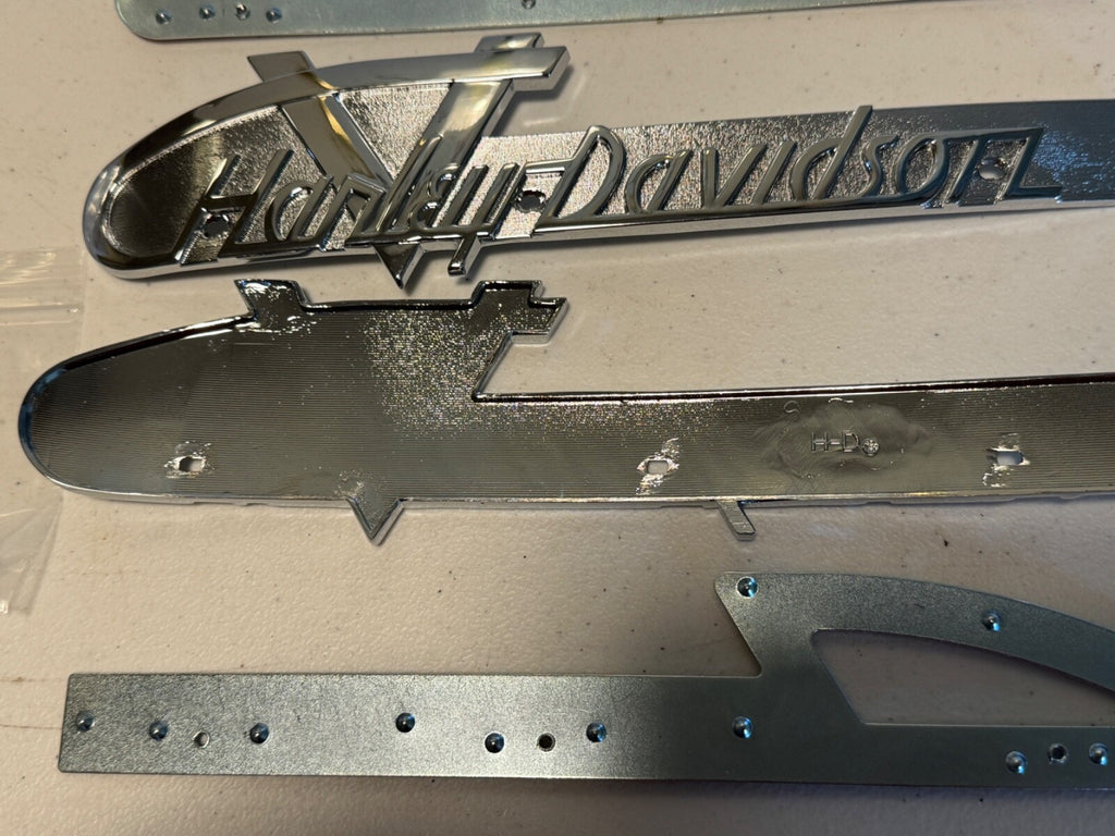 Harley Panhead 55 & 56 Gas Tank Emblems w/ Mount Kit Adhesive Type