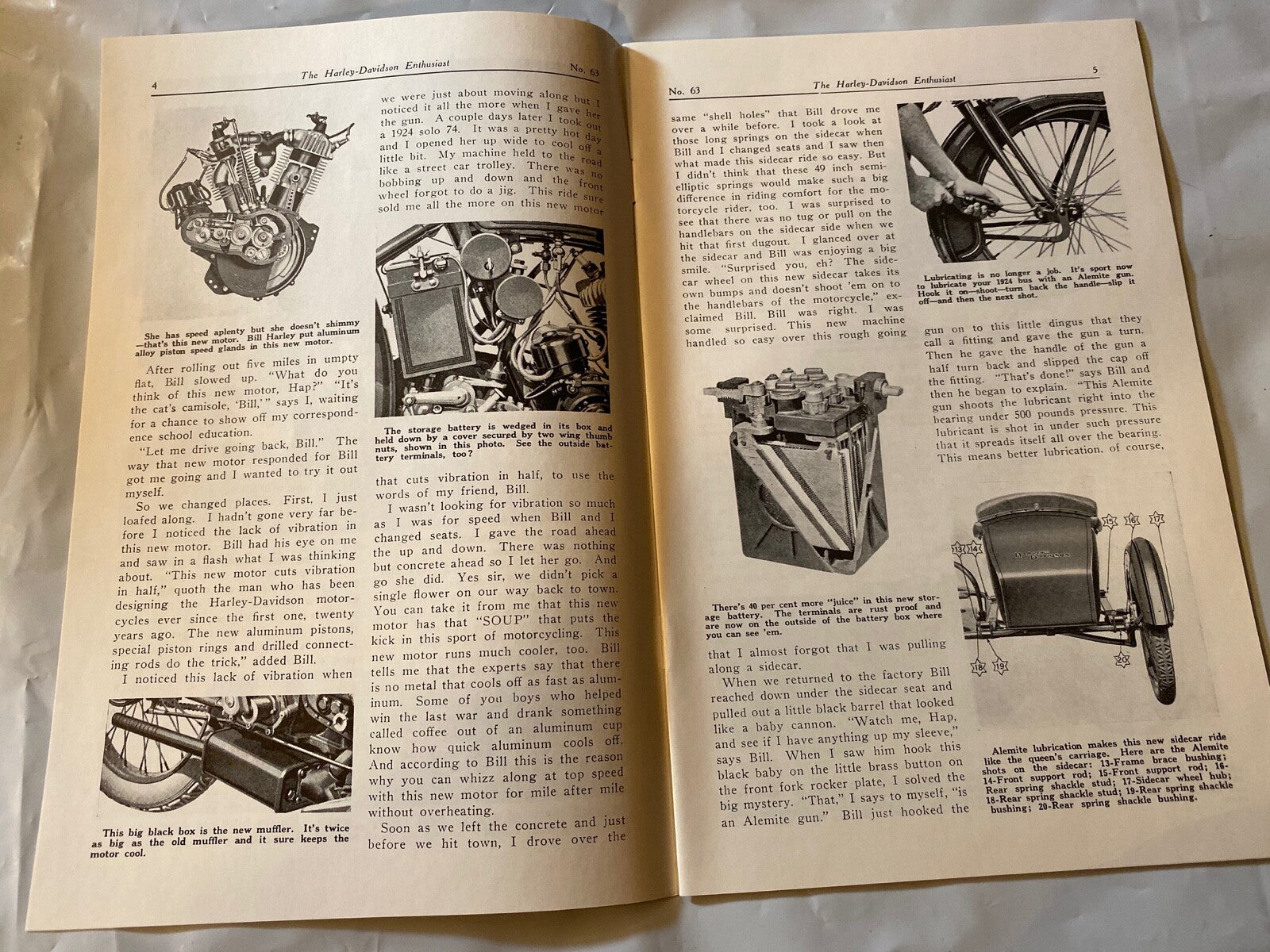 Harley Enthusiast Model Intro Issue For 1924 Models Aug. 1923 JD F Sidecar