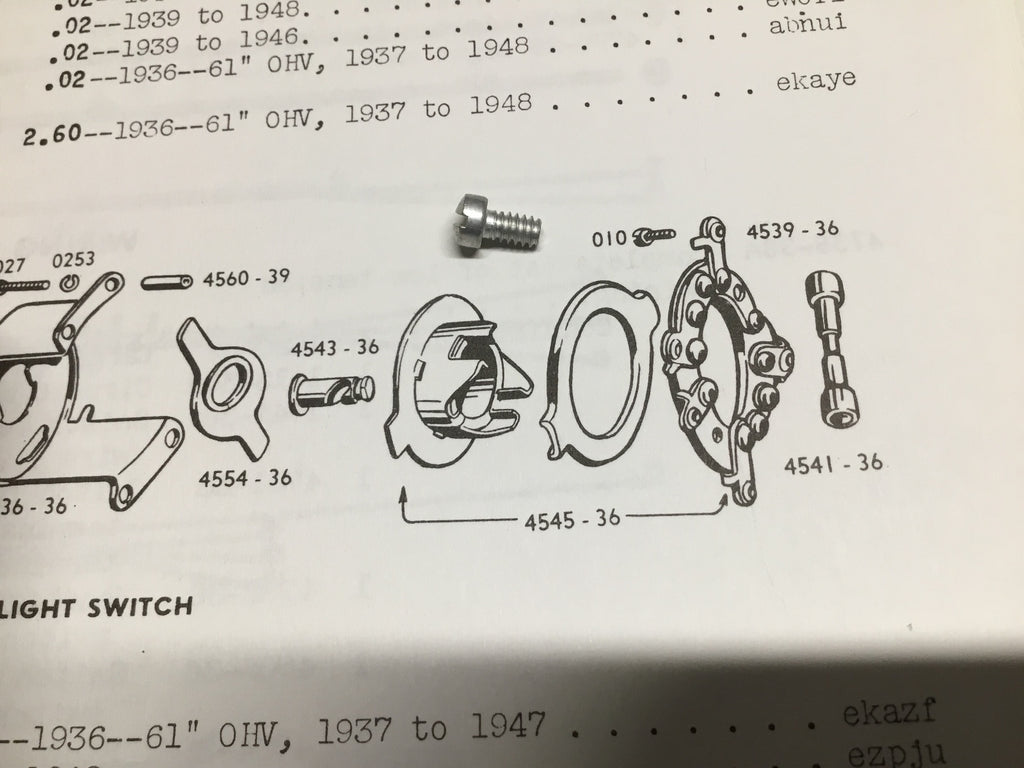 Harley Knucklehead WLA Panhead Linkert Throttle & Choke Screws OEM# 010, 993 