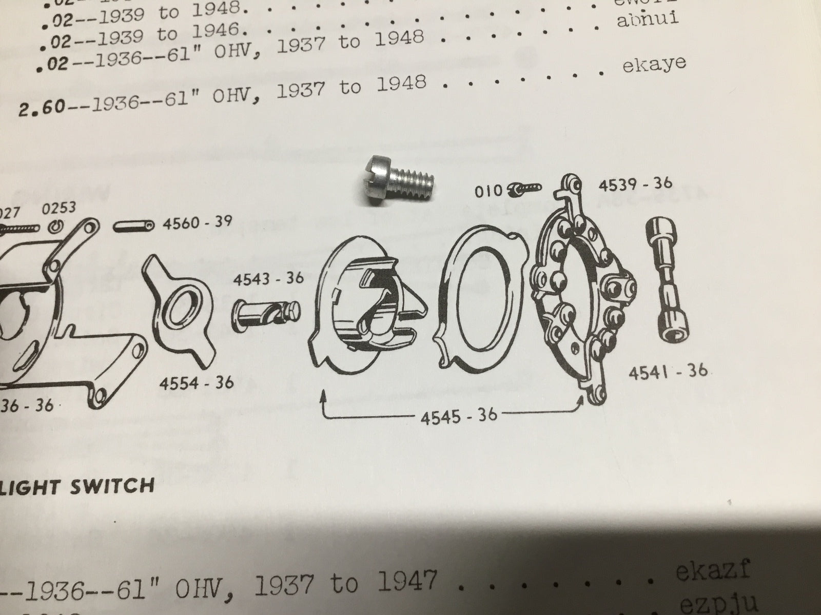 Harley Knucklehead WLA Panhead Linkert Throttle & Choke Screws OEM# 010, 993 