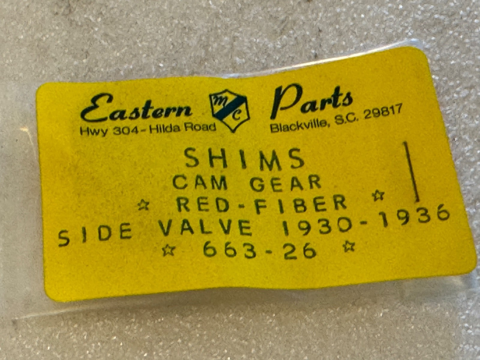 Harley 663-26 VL RL Single DL 1/64" Cam Shims 1926-1936 Side Valve 10 Pack USA
