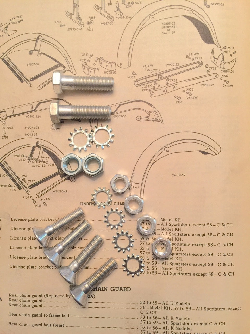 Harley Sportster 59-81 Cad Plated Rear Fender Mounting Kit XLCH XLH Mount