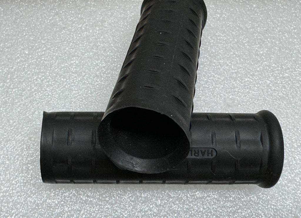 Harley 56212-53 Panhead Hummer Waffle Grips Open End Black w/ Logo 1954-61