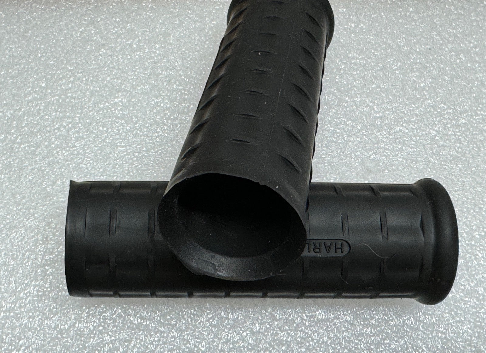 Harley 56212-53 Panhead Hummer Waffle Grips Open End Black w/ Logo 1954-61