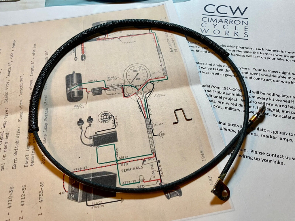 Harley 1939-45 Knucklehead UL WL Circuit Breaker Timer To Coil Wire 1613-30B