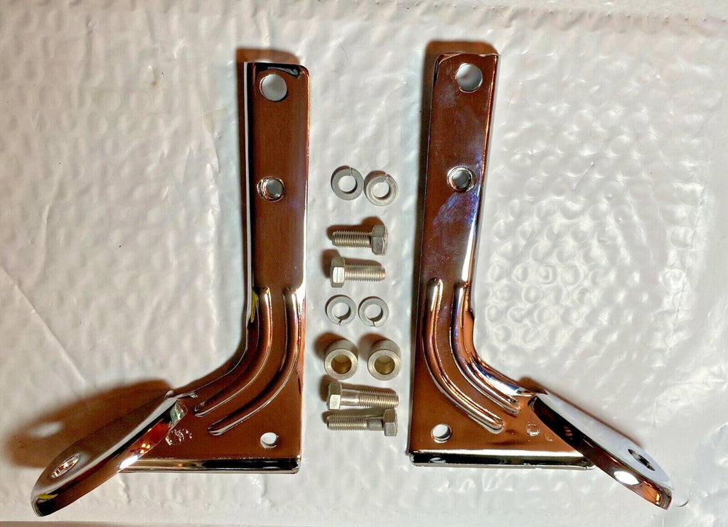 Harley Panhead Shovelhead Chrome Spot Lamp Mounting Brackets CP Bolts 1960-84 