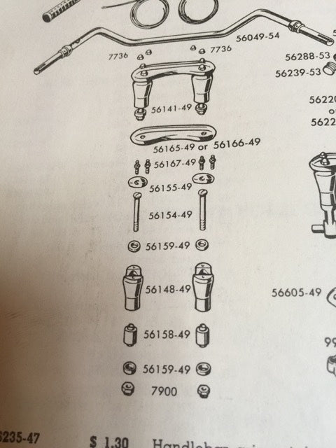 Harley Handlebar Riser Bolts & Nuts 49-59 Panhead OEM# 56154-49