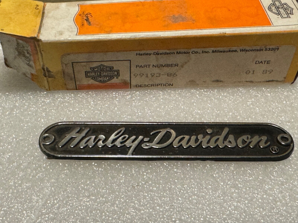 Harley NOS 99193-86 Name Plate Tour Pack Fairing Side Car EVO Sportster FX