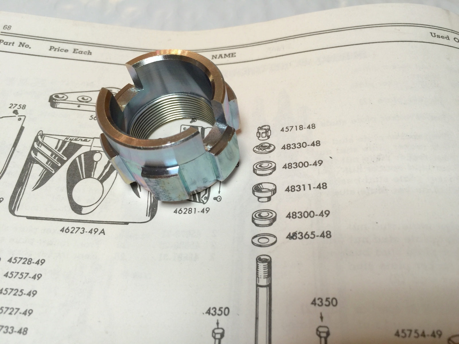 Harley Panhead Shovelhead Servicar Fork stem nut 45718-48 1949-1984