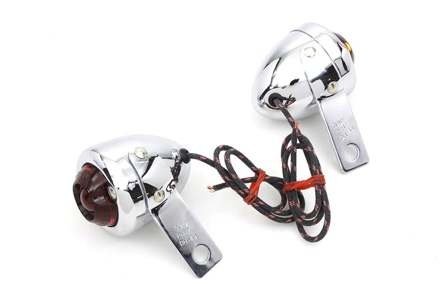 Harley Guide DH-49 P-H7 Bullet Lamps Fish Eye Nice Repro Replaces OEM 68511-49  