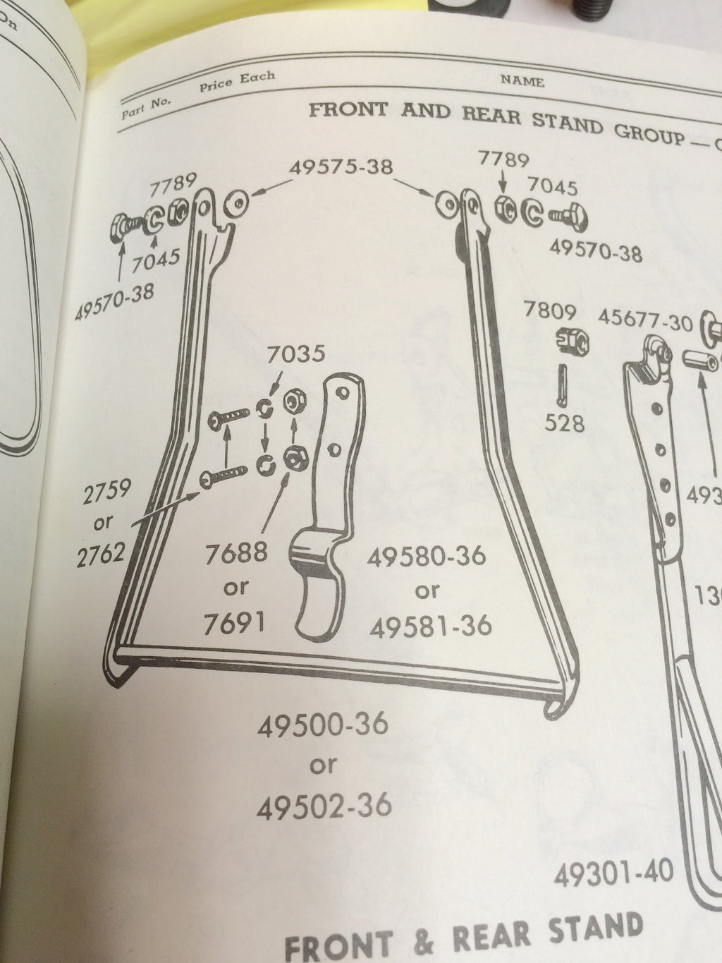 Harley Rear Stand Mount Hardware Kit 38-57 Knucklehead Panhead UL WL WLA