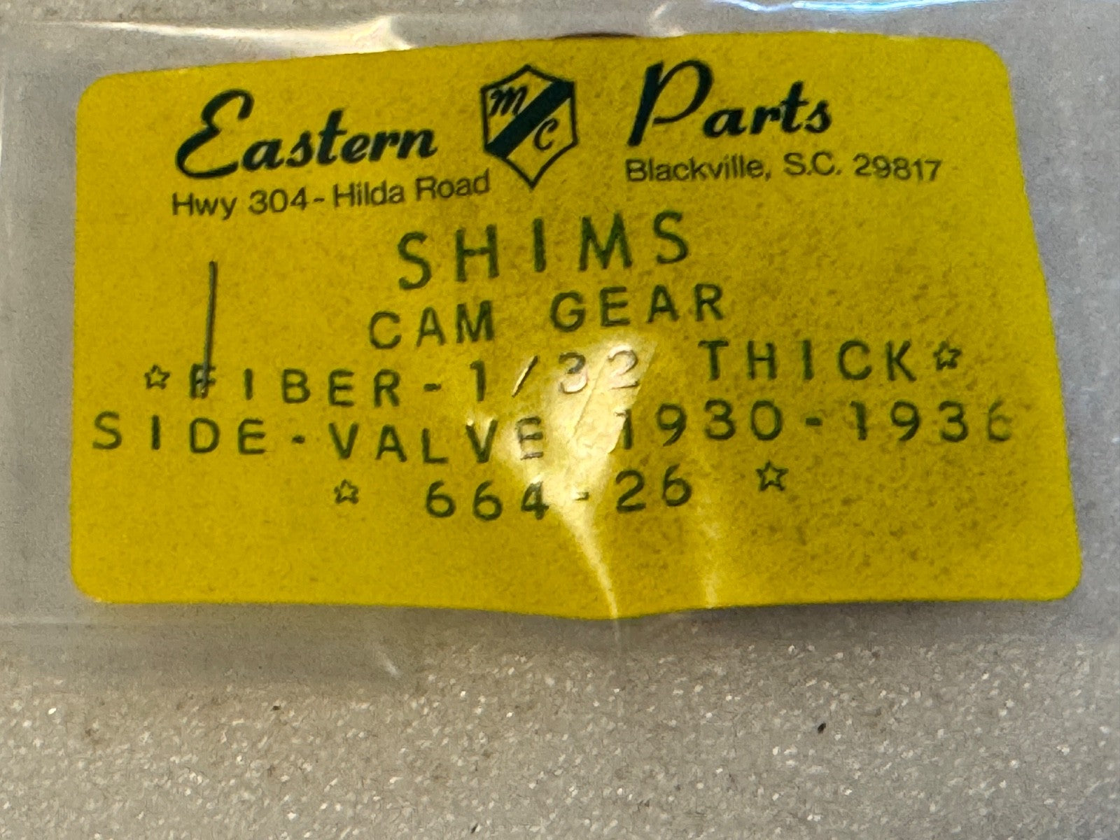 Harley 664-26 VL RL Single DL 1/32" Cam Shims 1926-1936 Side Valve 10 pack USA