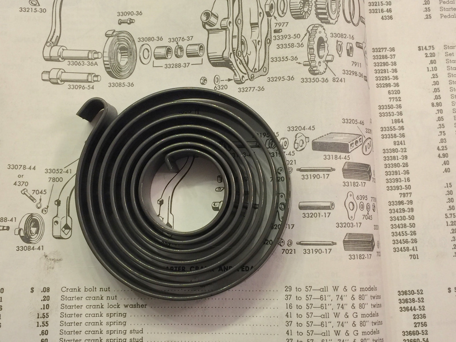 Harley Knucklehead Panhead Kick Start Return Spring, Black, 36-84 33085-36