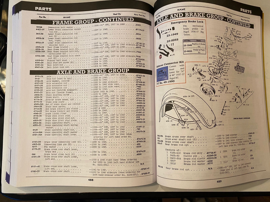 Harley Knucklehead UL Parts Service Cross-Reference Manual Catalog Book 592 page