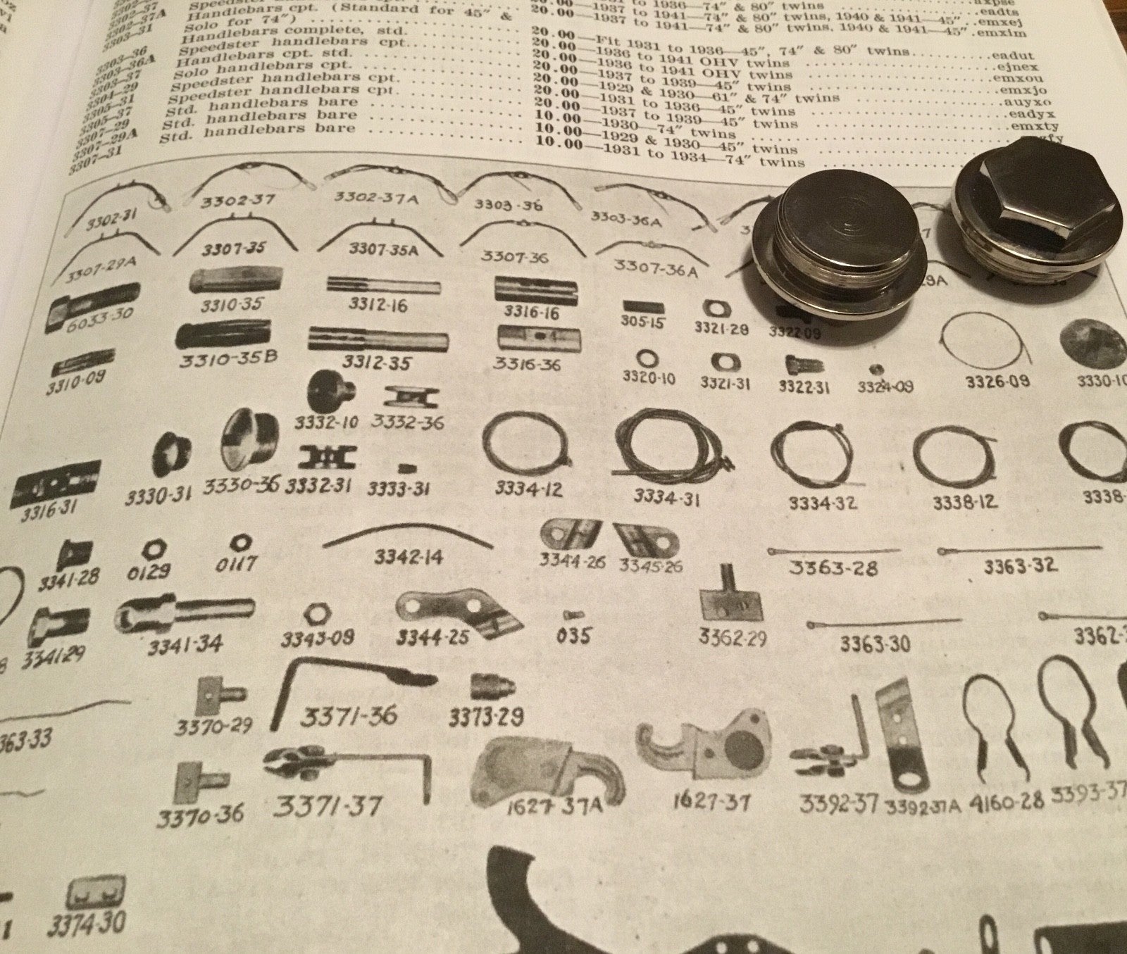 Harley JD F Single Sport Twin Handlebar End Nuts 1910-30 OEM# 3330-10 USA