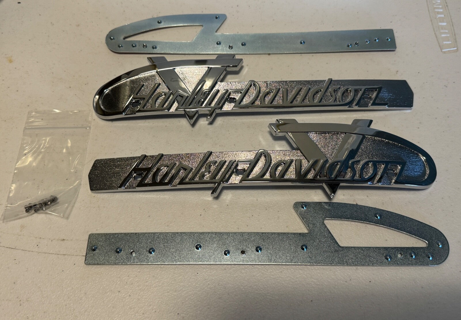 Harley Panhead 55 & 56 Gas Tank Emblems w/ Mount Kit Adhesive Type