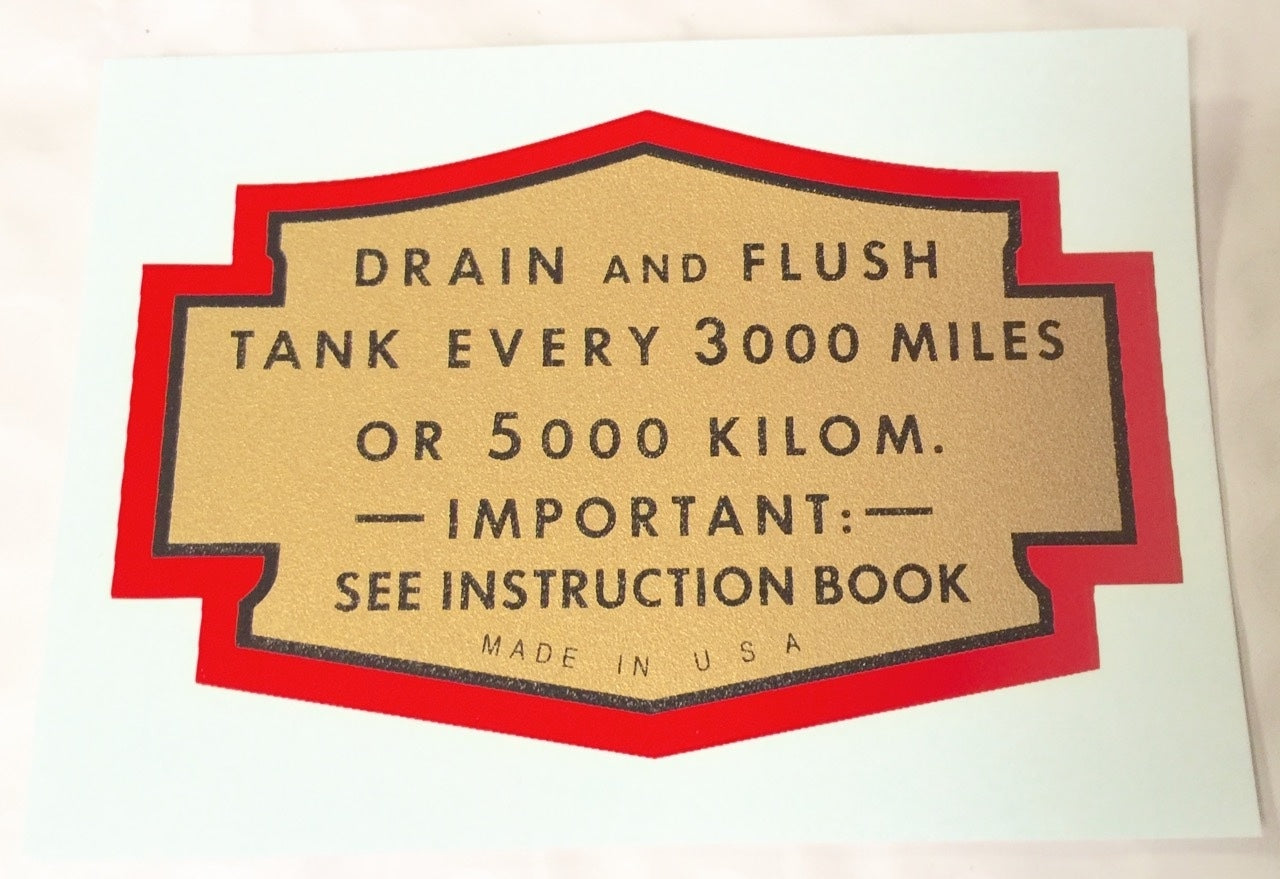 Harley Oil Tank Service Decal Knucklehead UL ULH 1936 to ? Water Slide Type