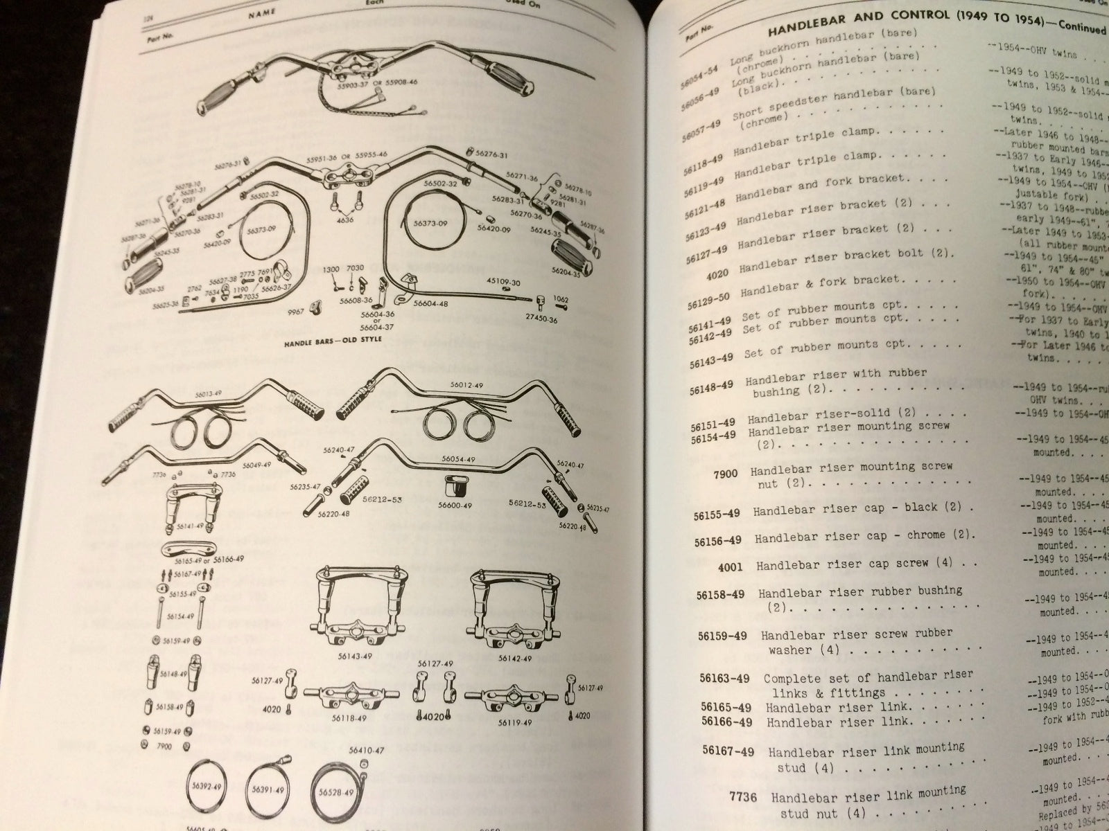 Harley Parts Manual Catalog Book 1941 to 1954 Knucklehead Panhead UL 45 WL Servi