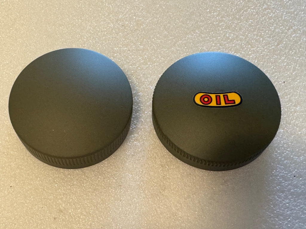 Harley Eaton Gas & Oil Cap Set OD Green WLA 1941-45 3507-36N 3507-37N