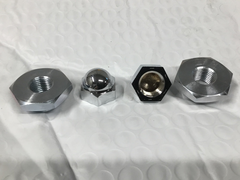 Harley Knucklehead Spring Fork Retainers & 2 Piece Acorn Nuts 39-57 #2634-36 CHR