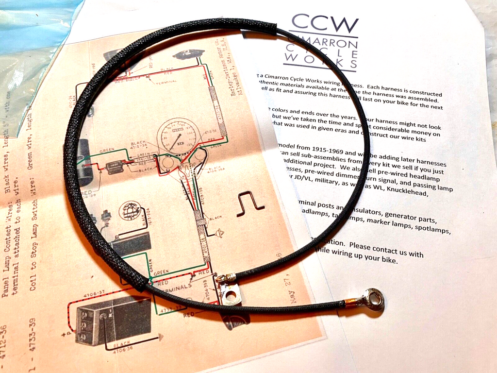 Harley 1946-47 Knucklehead UL WL Circuit Breaker Timer To Coil Wire 1613-30B