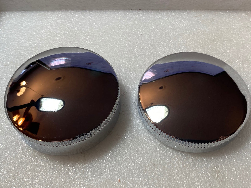 Harley 1937-41 Early 45 Servicar Chrome EDM Eaton Gas & Oil Tank Caps W WL 