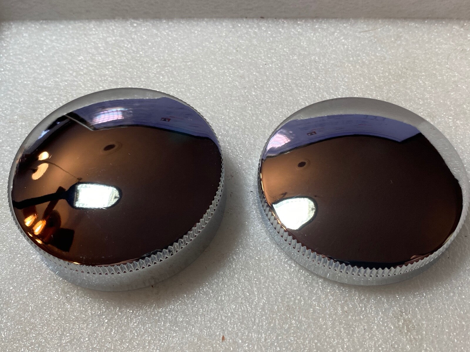 Harley 1937-41 Early 45 Servicar Chrome EDM Eaton Gas & Oil Tank Caps W WL 