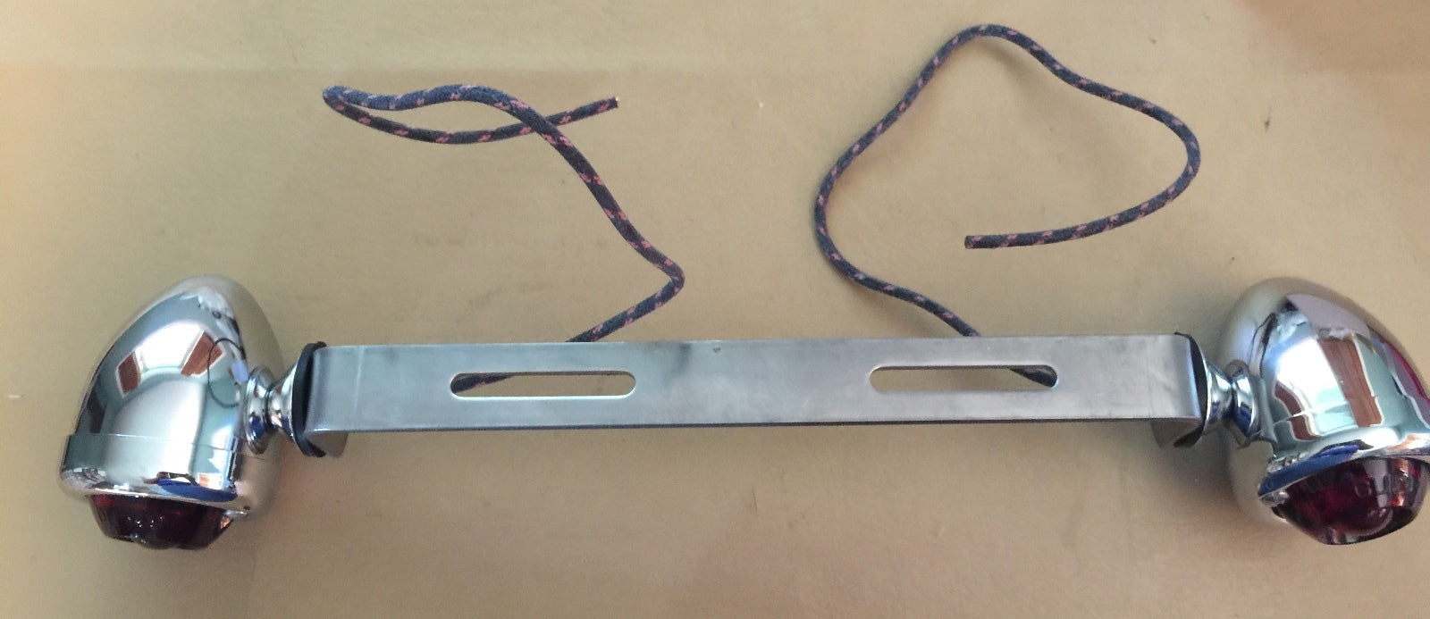 Harley Guide DH-49 Bullet Lamps Fish Eye 68552-58A W/ Red Lenses & Bracket