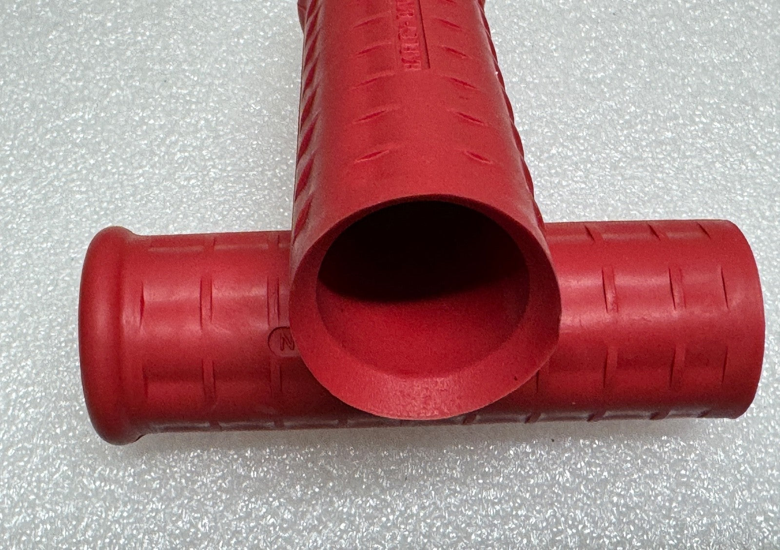 Harley 56200-54 Panhead K-Model Waffle Grips Open End Red w/ Logo 1954-61