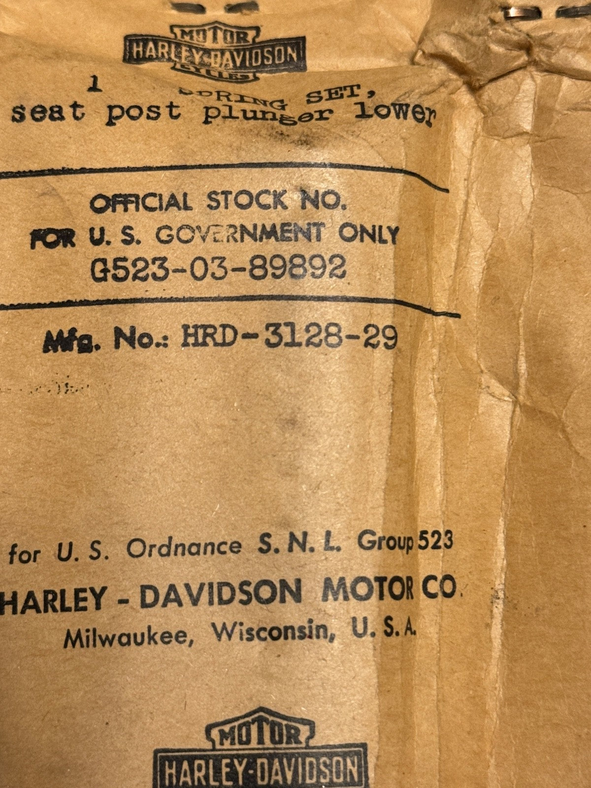 Harley NOS 3128-29 Seat Post Pogo Springs VL WLA WLC  Knucklehead Pan 1929-1984