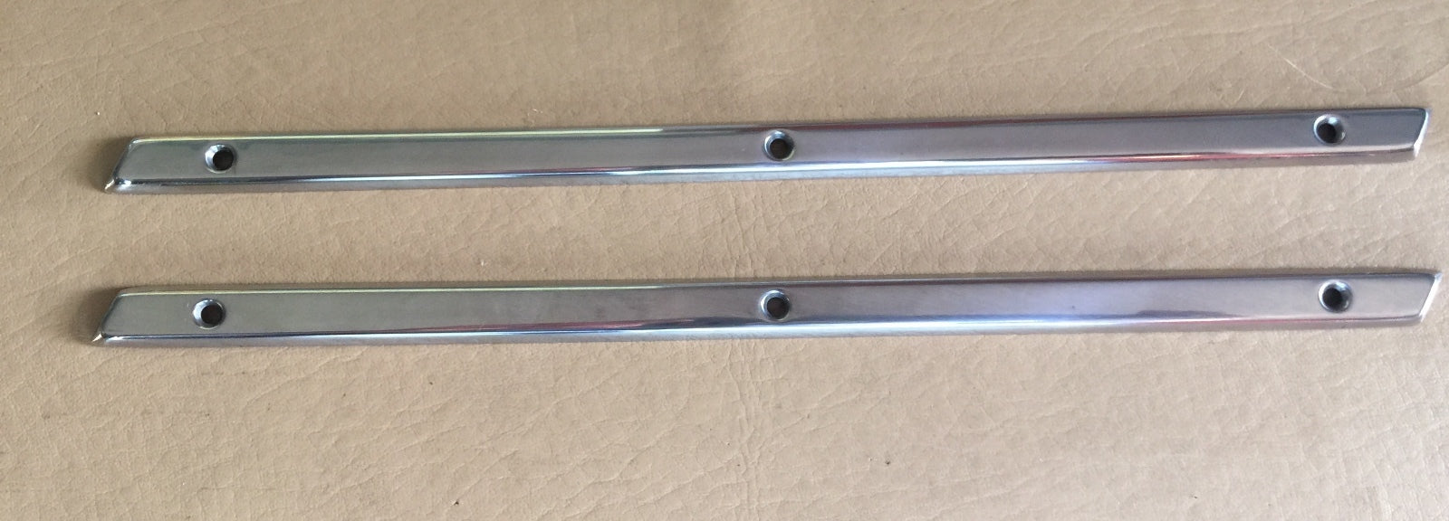 Harley 51-53 Gas Tank Emblem Trim Strips Panhead Stainless w/ Screws & Mounts