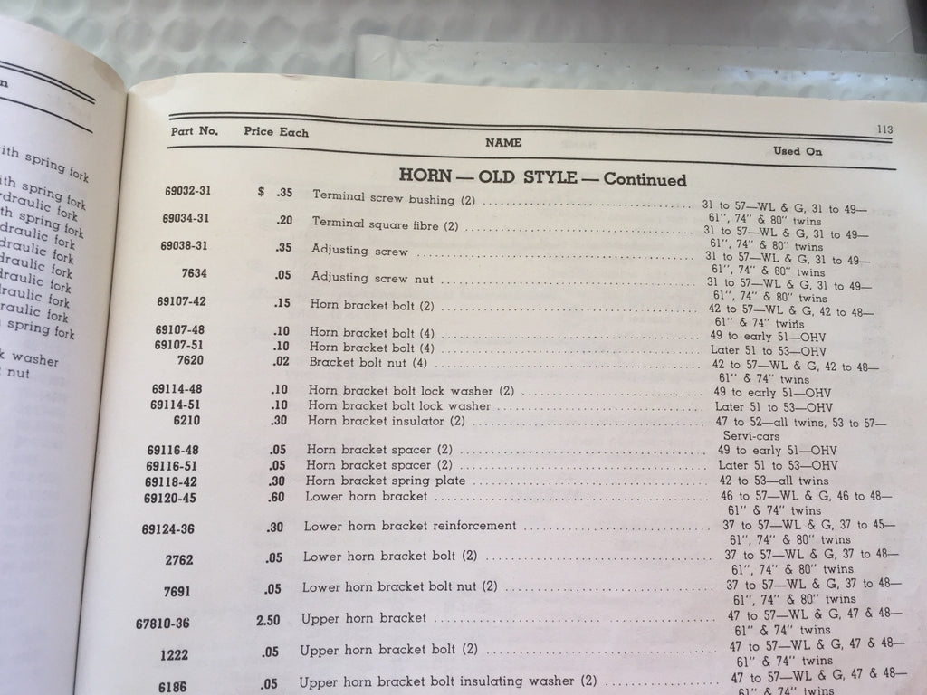 Harley Panhead Horn Mount Kit 1949-1951 Delco 16 Horn Wishbone Frame 10-24 Park