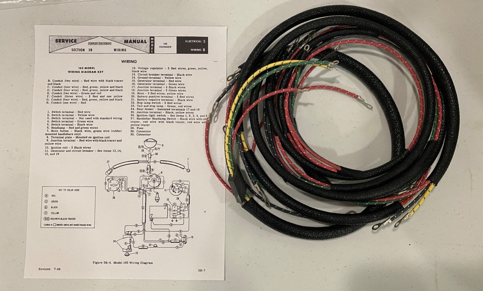 Harley Late 58-59 ST Wiring Harness Kit w/ Fuse Electric Models