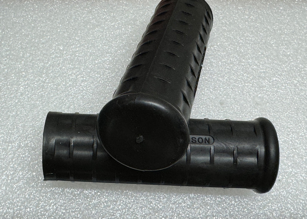 Harley 56210-47 Panhead Hummer Waffle Grips Closed End Black w/ Logo 1948-53