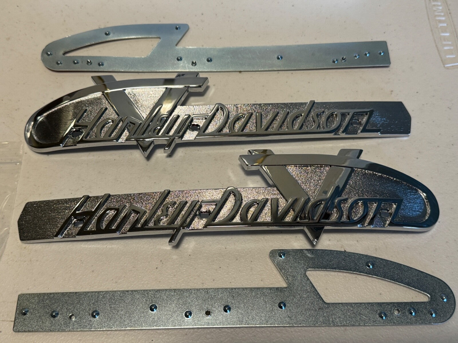 Harley Panhead 55 & 56 Gas Tank Emblems w/ Mount Kit Adhesive Type