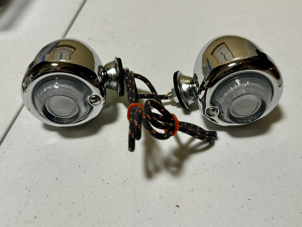 Harley Guide DH-49 Bullet Lamps Fish Eye Replaces OEM 68552-58A W Frosted Lenses