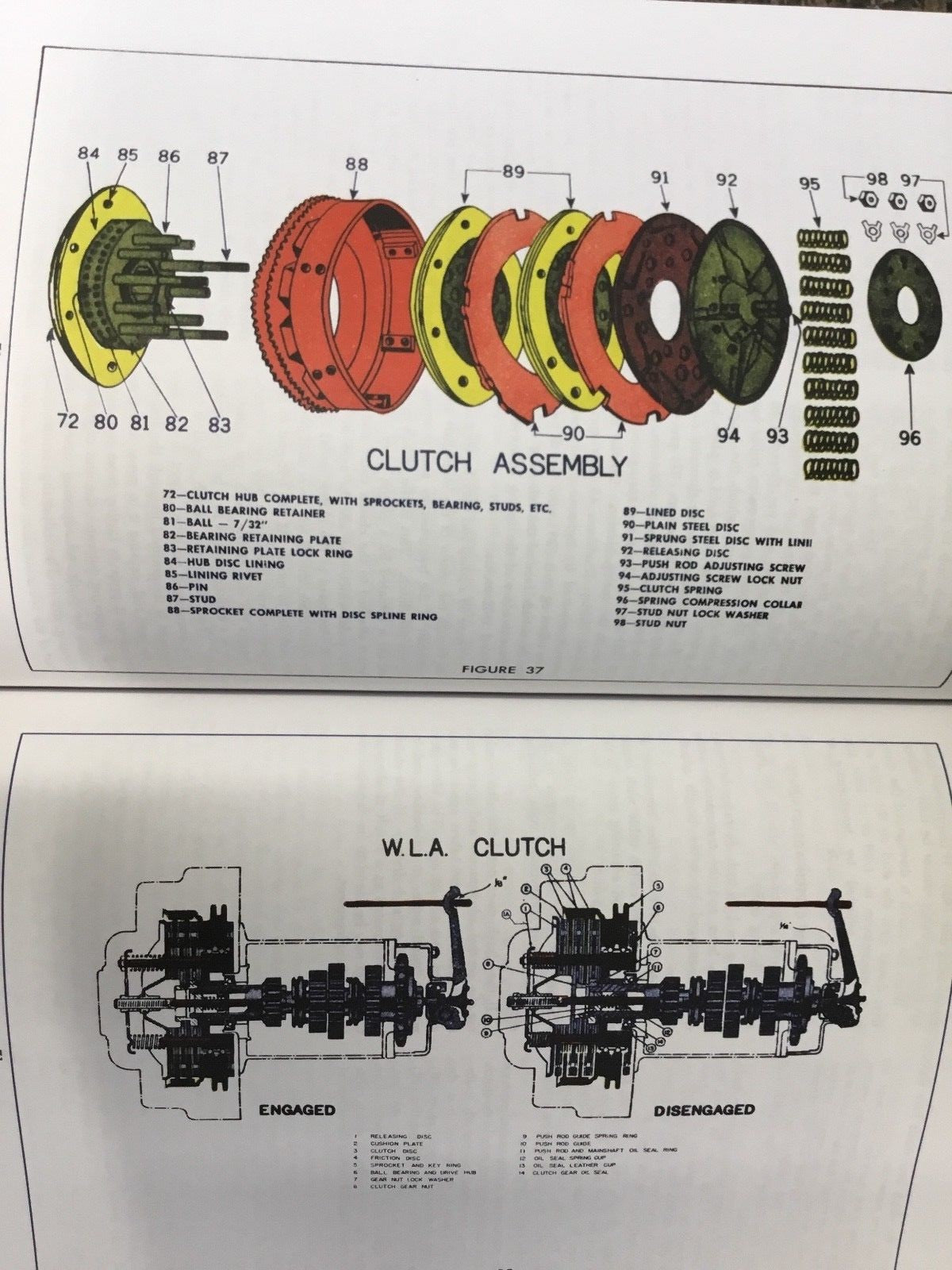 Harley WLA & XA Service Manual Mechanic's Hand Book Color 134 Pages 1943