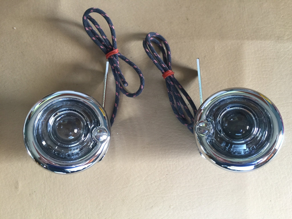 Harley Guide DH-49 P-H7 Bullet Lamps Fish Eye Repro Clear Lenses OEM 68500-49  