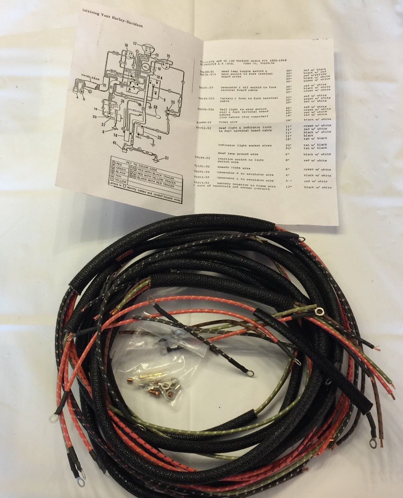 Harley 70320-56 Sportster XL XLH Wiring Harness Kit 1957-58 USA Made