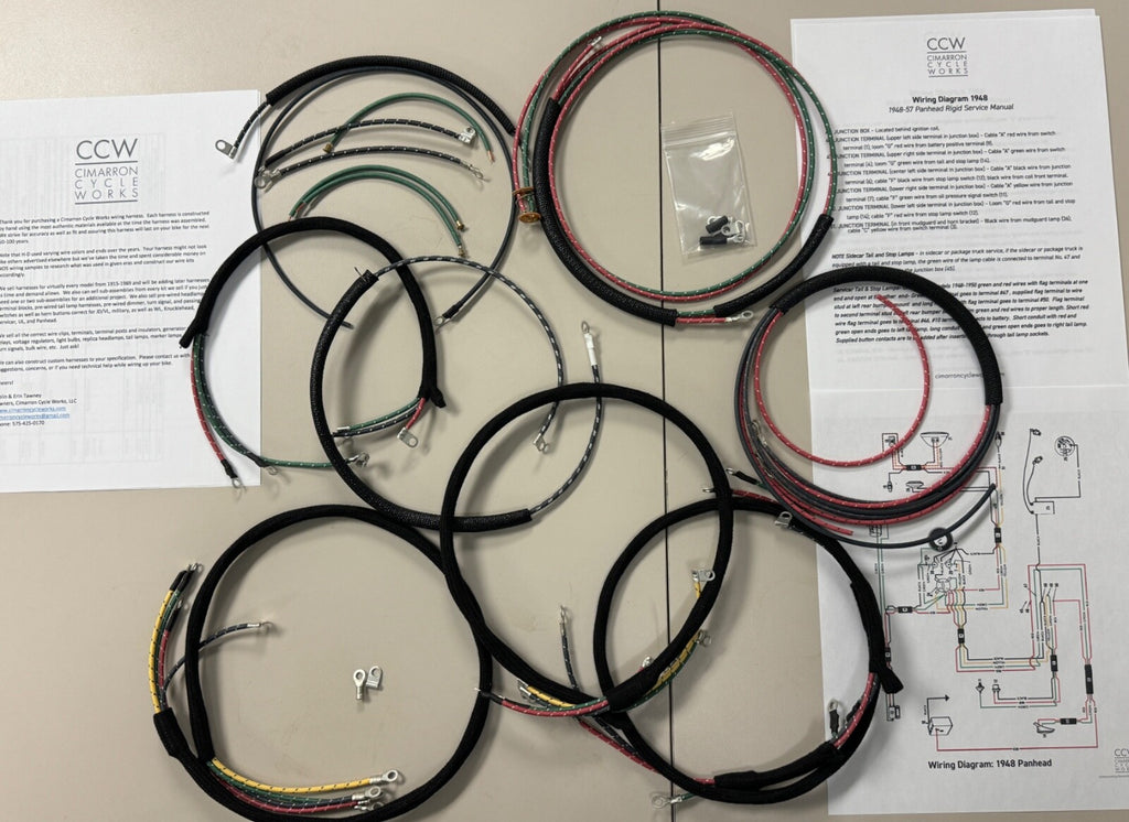 Harley Premium 1948 UL Wiring Harness Cotton Looms Correct Terminals USA