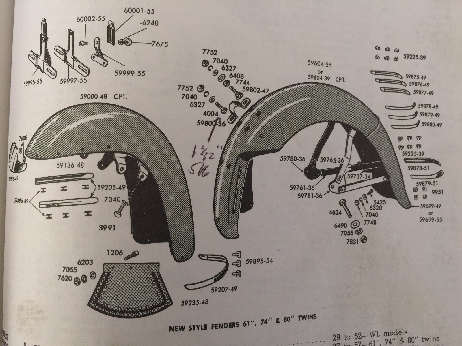 Harley CP-1038 Panhead UL Rigid Rear Fender Mounting Hardware Kit 1948-57***