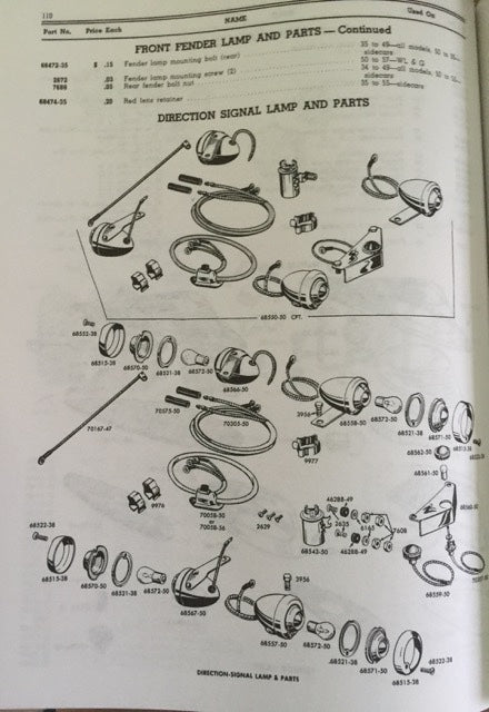Harley Parts Manual Catalog Book 1949 to 1957 Panhead 45 WL Servi Police 