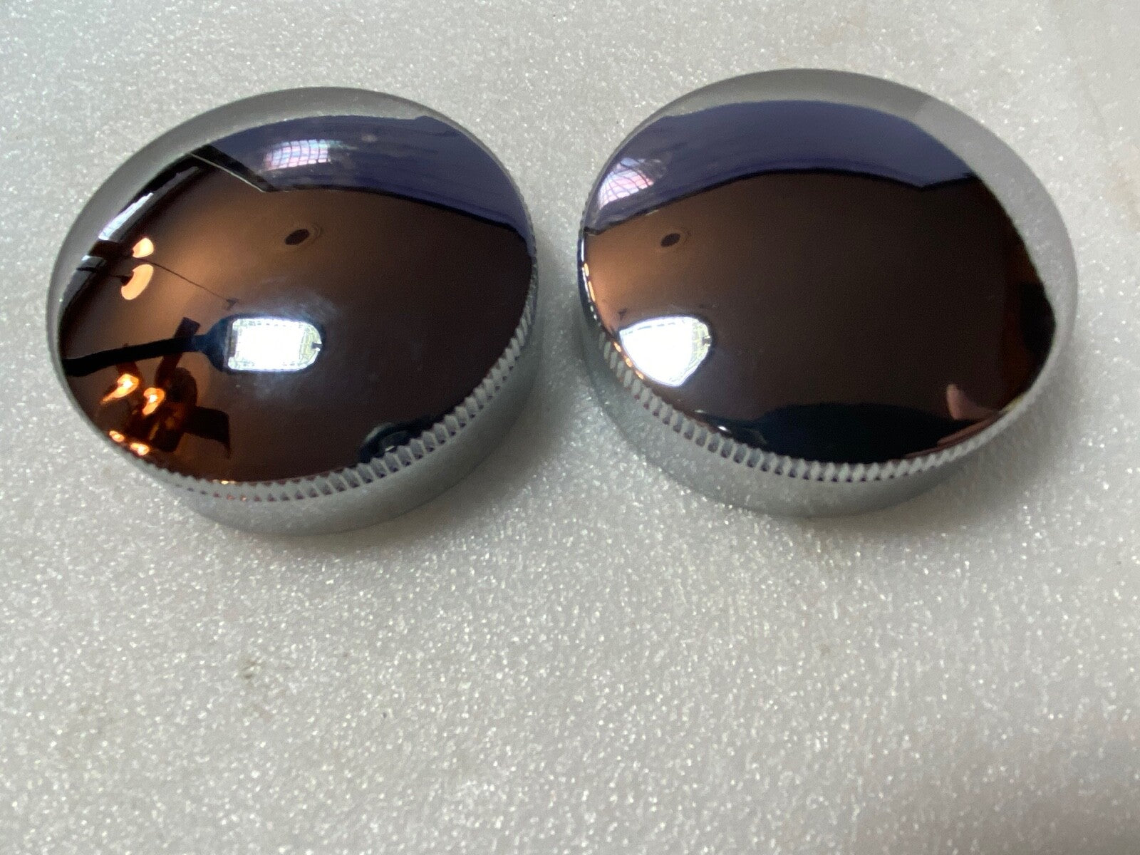 Harley Eaton EDM Gas Caps '36-'40 Short Knurl Knucklehead UL ULH WL Chrome 