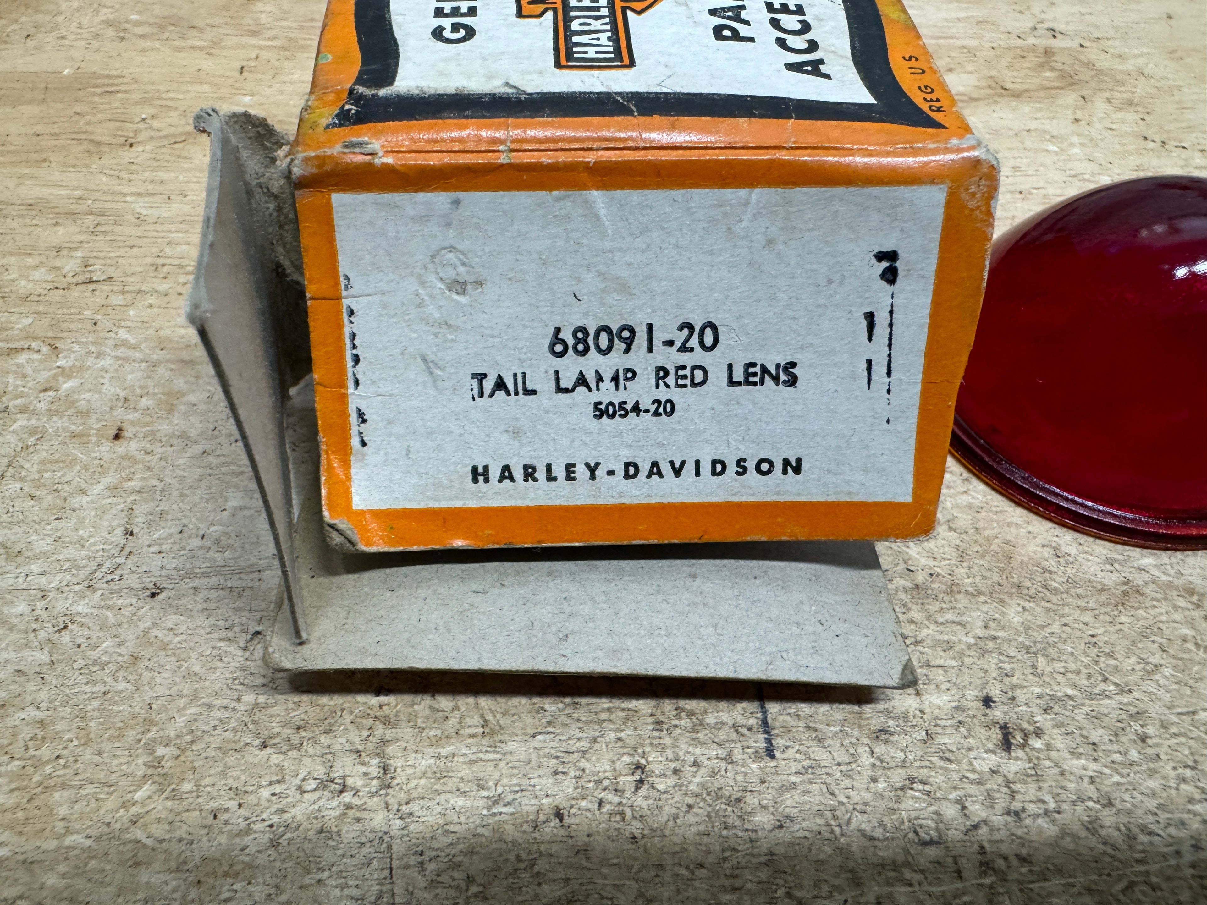 Harley NOS 5054-20 Red Glass Cone Tail Lamp Lens JD VL Hummer Knucklehead UL WLA 68091-20