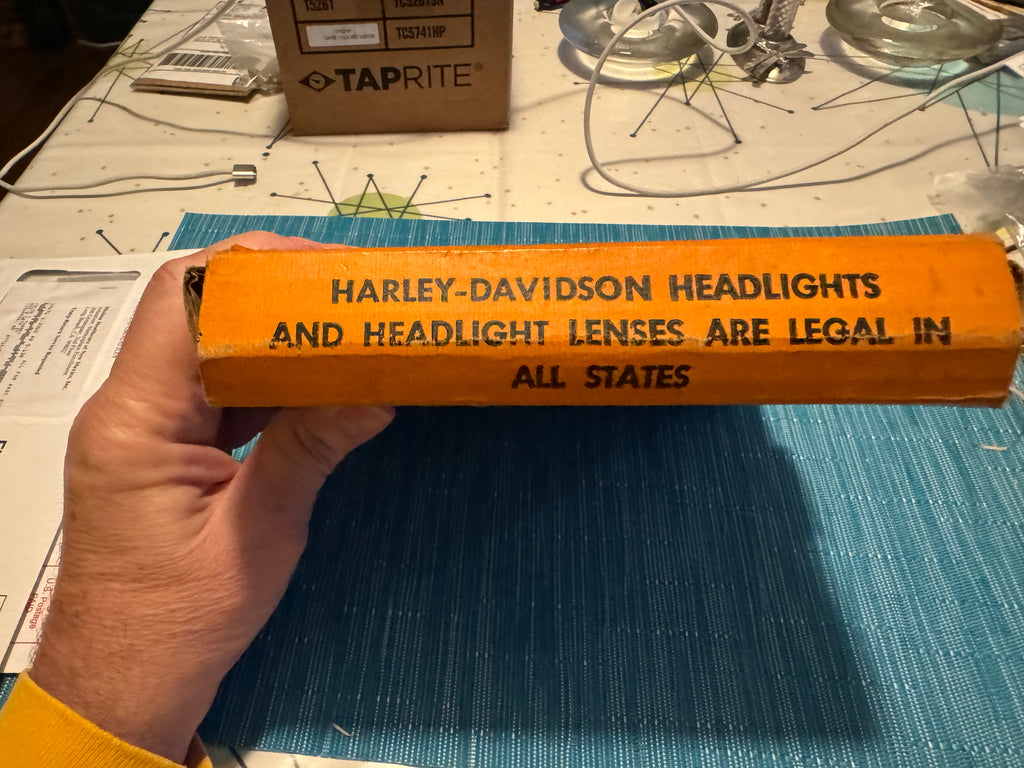 Harley NOS 4906-35 "Serif" Early Guide Cycle-Ray Headlamp Lens Knucklehead VL UL WL 1935-1942