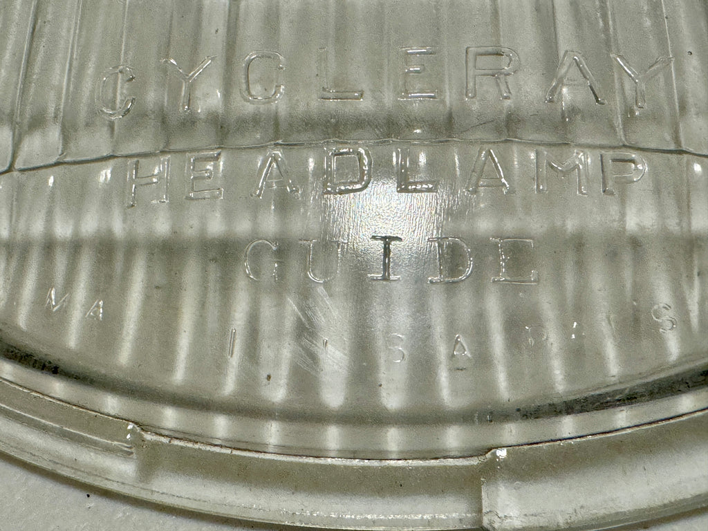 Harley NOS 4906-35 "Serif" Early Guide Cycle-Ray Headlamp Lens Knucklehead VL UL WL 1935-1942