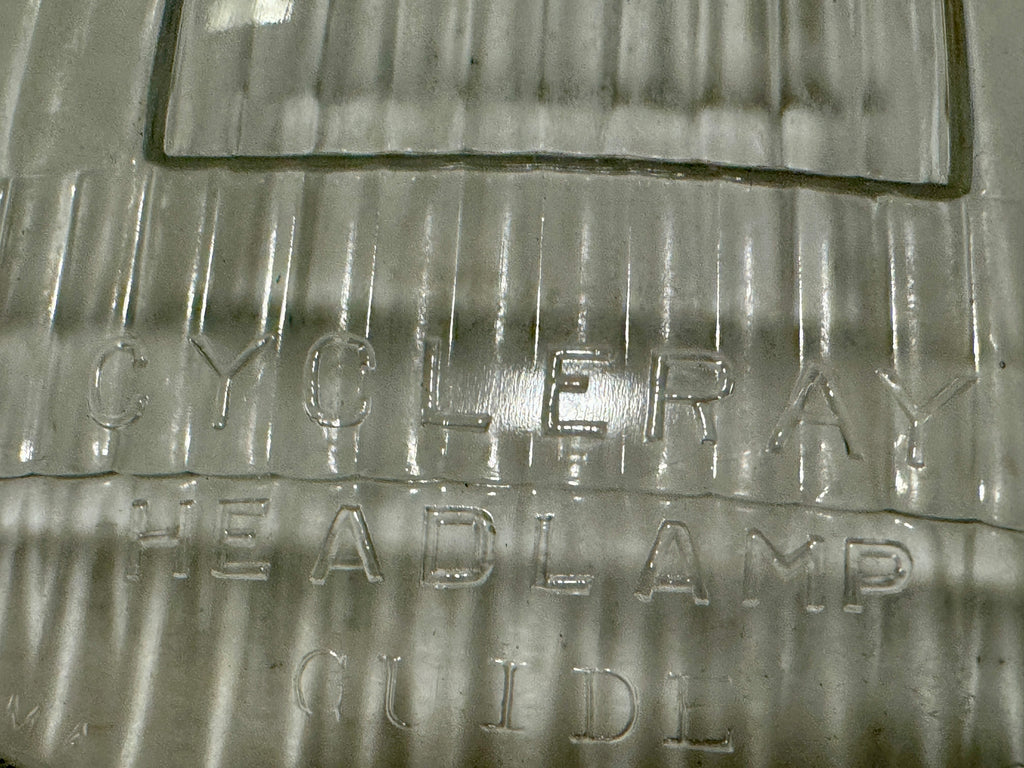 Harley NOS 4906-35 "Serif" Early Guide Cycle-Ray Headlamp Lens Knucklehead VL UL WL 1935-1942