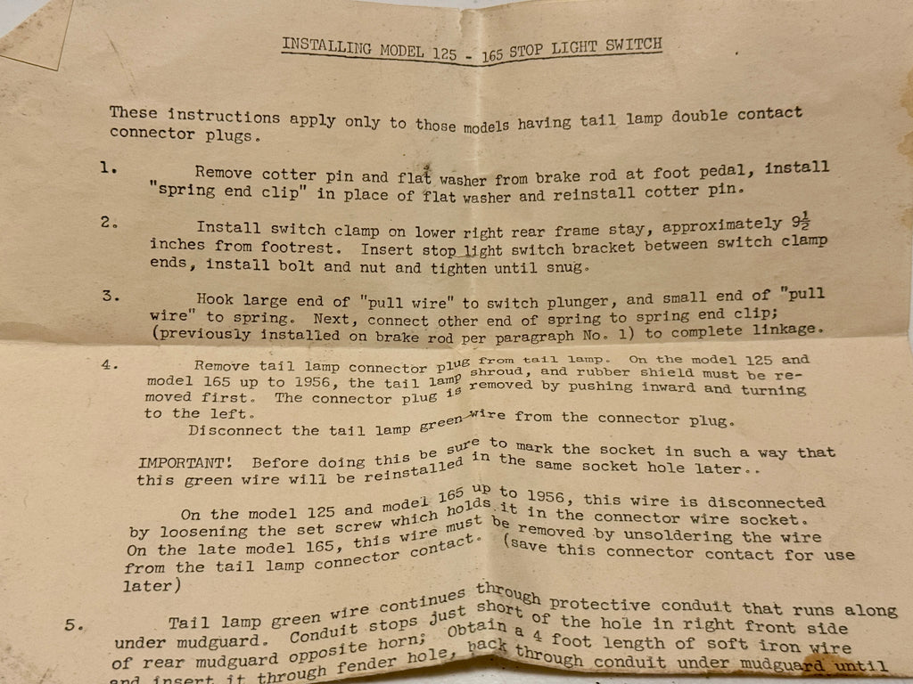 Harley NOS 72000-47 Hummer Stop Lamp Parts Kit