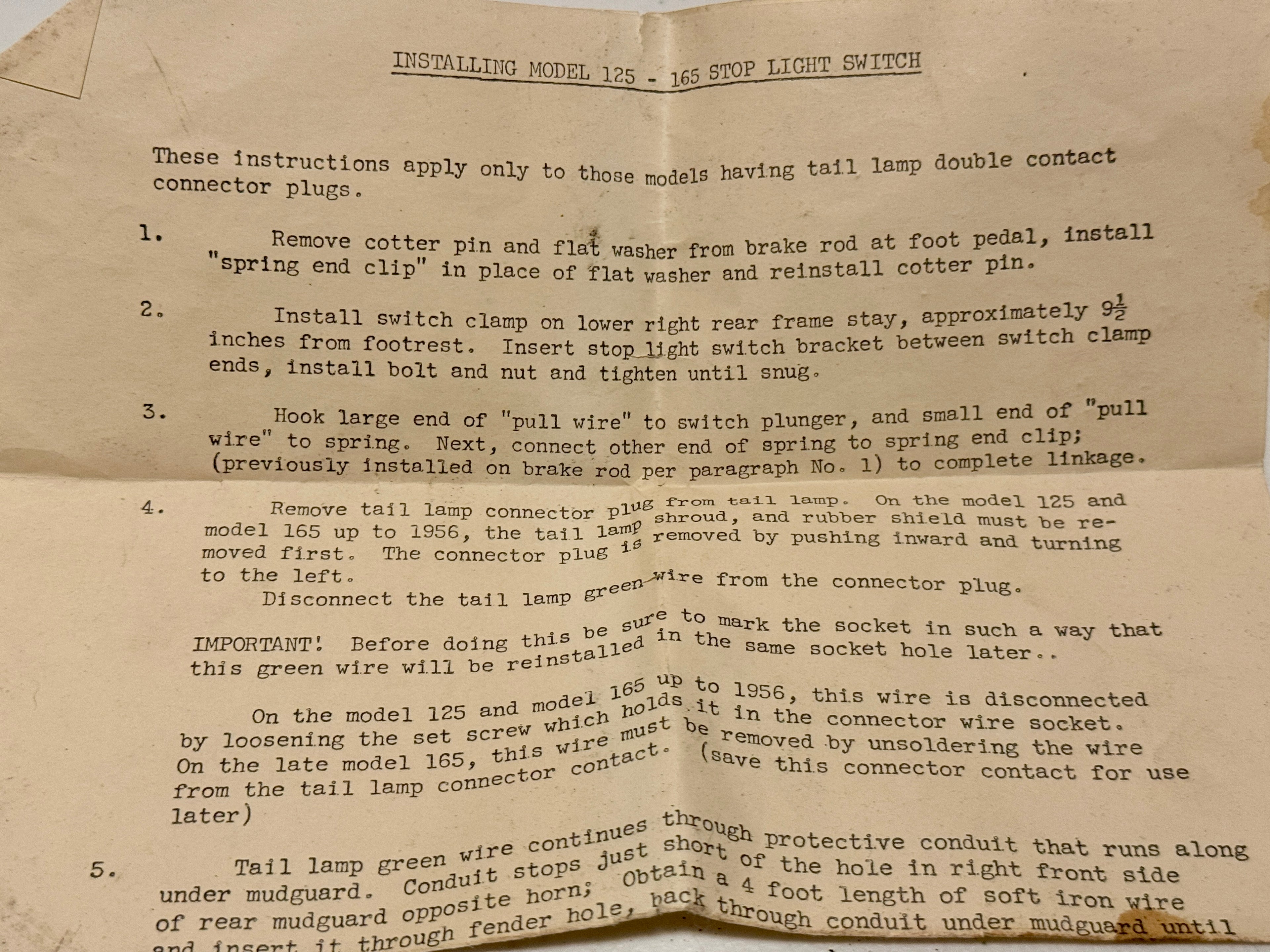 Harley NOS 72000-47 Hummer Stop Lamp Parts Kit